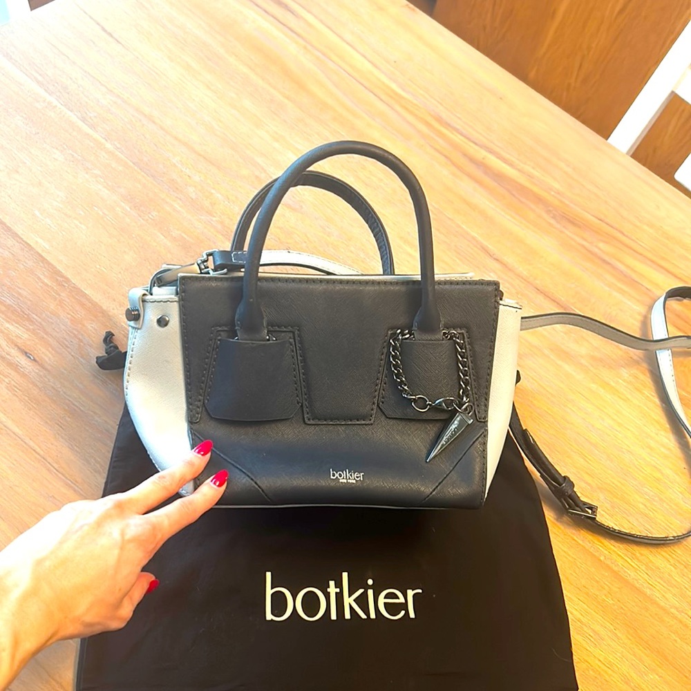 Botkier mini shoulder bag two-tone blue & grey w detachable crossbody strap